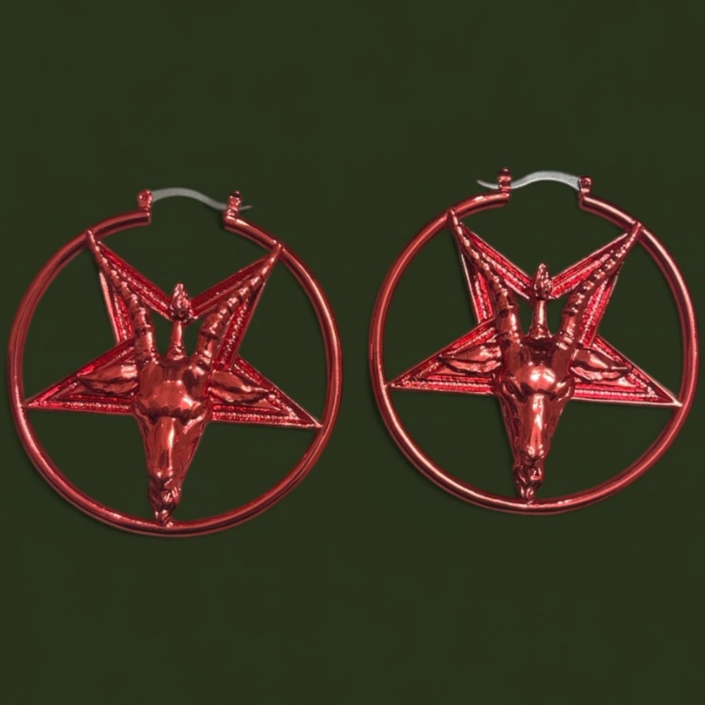 Killstar Red Pentagram Earrings